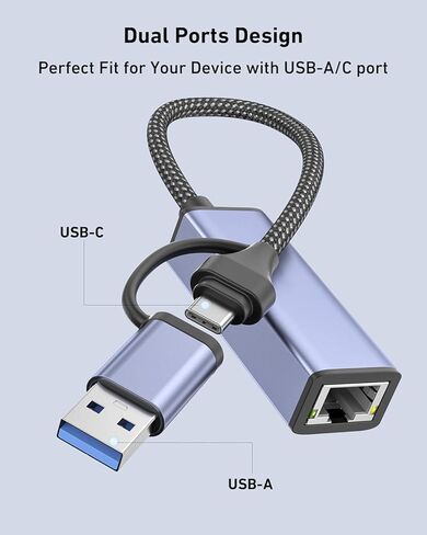 USB 3.0 to Ethernet Adapter, USB C to RJ45 Gigabit LAN (1000Mbps) Network Adapter, in Kuwait