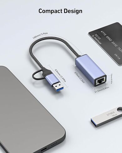 USB 3.0 to Ethernet Adapter, USB C to RJ45 Gigabit LAN (1000Mbps) Network Adapter, in Kuwait
