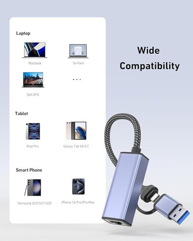 USB 3.0 to Ethernet Adapter, USB C to RJ45 Gigabit LAN (1000Mbps) Network Adapter, in Kuwait