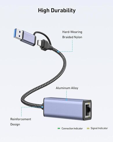 USB 3.0 to Ethernet Adapter, USB C to RJ45 Gigabit LAN (1000Mbps) Network Adapter, in Kuwait