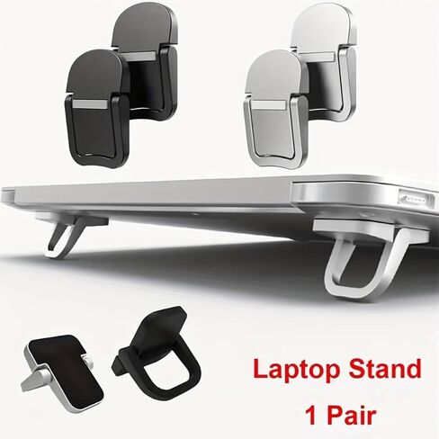 Compact Foldable Laptop Stand Invisible Ergonomic ABS for 25.4-45.72 cm Laptops Tablets Phones for Travel Office Home, Black, 2nd in Kuwait