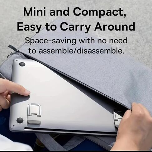 Compact Foldable Laptop Stand Invisible Ergonomic ABS for 25.4-45.72 cm Laptops Tablets Phones for Travel Office Home, Black, 2nd in Kuwait
