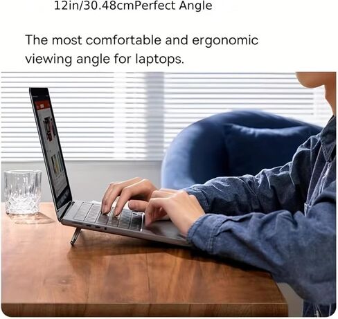 Compact Foldable Laptop Stand Invisible Ergonomic ABS for 25.4-45.72 cm Laptops Tablets Phones for Travel Office Home, Black, 2nd in Kuwait