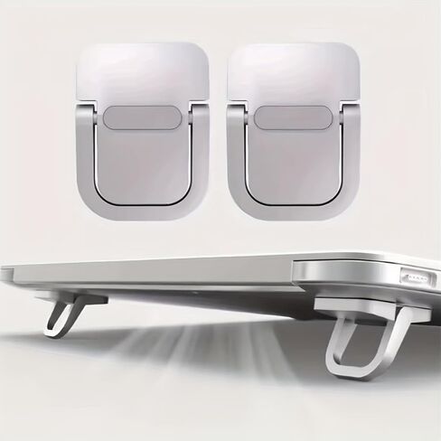 Compact Foldable Laptop Stand Invisible Ergonomic ABS for 25.4-45.72 cm Laptops Tablets Phones for Travel Office Home, Black, 2nd in Kuwait
