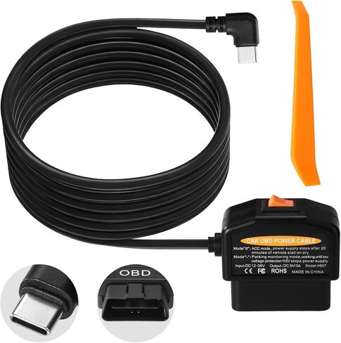 كابل طاقة كاميرا داش obd2، حماية من الجهد المنخفض (11.6 فولت/23.4 فولت) محول obd إلى النوع c، وضع انتظار السيارات 24/7 ووضع اكتشاف Acc، التوصيل والتشغيل المستمر للتسجيل in Kuwait