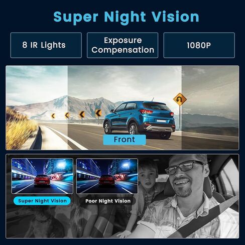 Inefala 4 Channel Dash Cam, 360 Dash Camera FHD 1080Px4 Front and Rear Inside Left Right, Car Camera with 5G WiFi/APP Loop Recording G-Sensor Night Vision Motion Detection Backup Assist in Kuwait