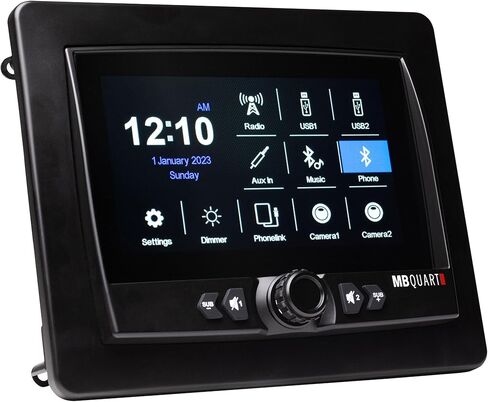 شاشة لمس MB Quart مقاس 7 بوصات، وحدة رأس جهاز استقبال تلقائي CarPlay Android للسيارات البحرية والرياضات القوية وATV وUTV وRV - ستيريو عالمي للمركبات in Kuwait