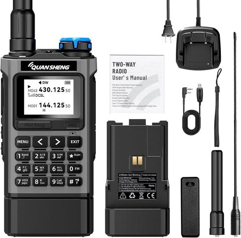 QUANSHENG UV-K1 2500mAh Extended Battery Walkie Talkie Air Band Aviation Receive Handheld Two Way Radio with USB Type-C, NOAA Weather Alert, One Key Frequency Match, Wireless Copy in Kuwait