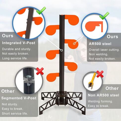 6" x 3/8" Dueling Tree System - AR500 Auto Reset Targets & 3-in-1 Target Stand Base, for All Shooters, Outdoor & Range Training in Kuwait