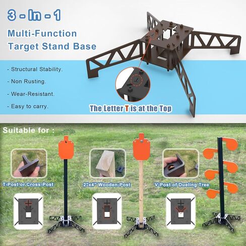 6" x 3/8" Dueling Tree System - AR500 Auto Reset Targets & 3-in-1 Target Stand Base, for All Shooters, Outdoor & Range Training in Kuwait