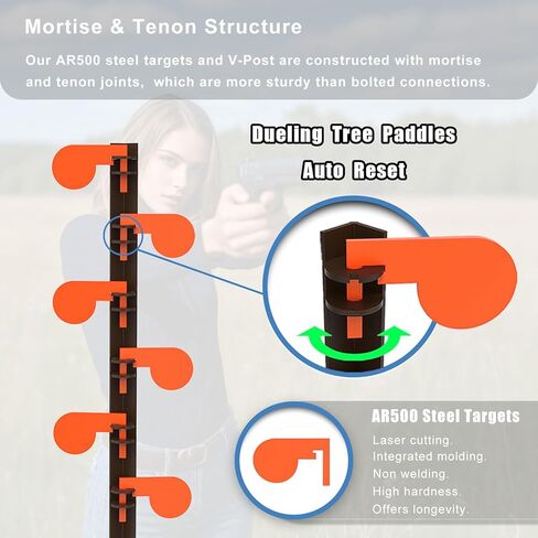 6" x 3/8" Dueling Tree System - AR500 Auto Reset Targets & 3-in-1 Target Stand Base, for All Shooters, Outdoor & Range Training in Kuwait