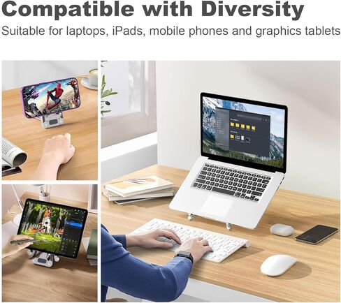Ergonomic Laptop Stand for Desk, 3-in-1 Adjustable Aerospace Aluminum Riser, Foldable 3-Mode Holder, Sturdy Non-Wobble Ventilated, Fits 10-16" Laptops Tablets Phones, 0.6lb Ultra-Light (Gunmetal Grey) in Kuwait