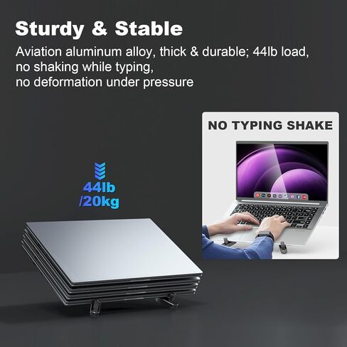 Ergonomic Laptop Stand for Desk, 3-in-1 Adjustable Aerospace Aluminum Riser, Foldable 3-Mode Holder, Sturdy Non-Wobble Ventilated, Fits 10-16" Laptops Tablets Phones, 0.6lb Ultra-Light (Gunmetal Grey) in Kuwait