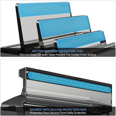 3-Slot Vertical Laptop Stand Laptop Holder for Desk Made of Premium Acrylic to Space-Saving for All Laptop/MacBook/Tablet/Phone (Black) in Kuwait
