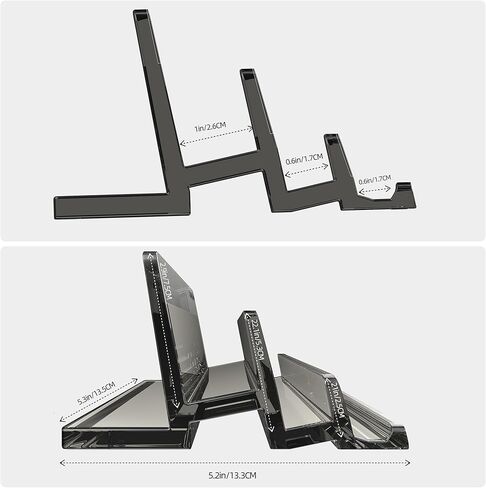 3-Slot Vertical Laptop Stand Laptop Holder for Desk Made of Premium Acrylic to Space-Saving for All Laptop/MacBook/Tablet/Phone (Black) in Kuwait