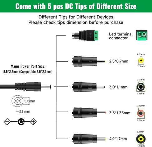 Baby Swing Power Crod, 6V 2A Power Supply Adapter, fit for 6Volt Maxi COSI, Jaoul, Larex, Kids View, Soo Baby, Go Panda, Ixdregan, Harpa, Quee Rick, Boli Long, Riviplou, with 5 DC Plug. in Kuwait