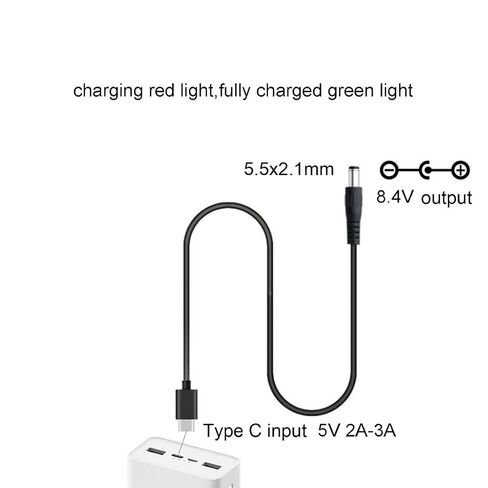 8.4V Power Adapter Cord Wire Li-ion Battery Charging Adapter USB C to DC5521 Cable for 8.4V Pack in Kuwait