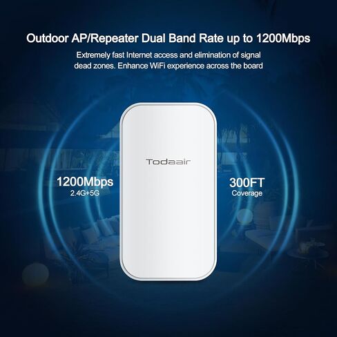 Outdoor WiFi Extender，WiFi Booster | AI Watchdog | Repeater&AP Mode｜IP65 Weatherproof | Up to 1200Mbps Dual Band WiFi Repeater in Kuwait