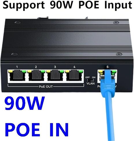 Repeater POE Industrial 4 Port Gigabit POE Repeater Extender 1000Mbps Aluminum Alloy DIN Rail 90W Input in Kuwait
