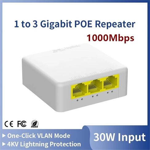 Repeater POE 4 Port Gigabit POE Extender 1000M Network Switch Repeater IEEE802.3af/at Plug&Play in Kuwait