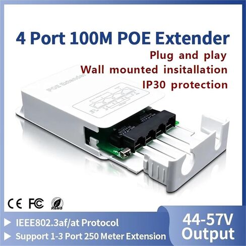 مكرر POE 4 Port POE موسع 100M خارجي مقاوم للمطر POE مكرر IP30 VLAN 44-57V 30W in Kuwait