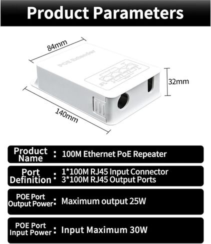 مكرر POE 4 Port POE موسع 100M خارجي مقاوم للمطر POE مكرر IP30 VLAN 44-57V 30W in Kuwait