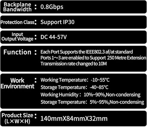مكرر POE 4 Port POE موسع 100M خارجي مقاوم للمطر POE مكرر IP30 VLAN 44-57V 30W in Kuwait