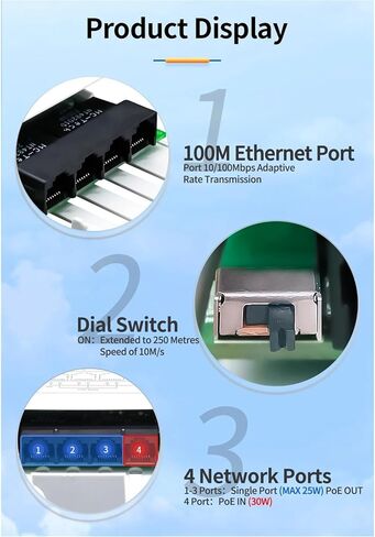 مكرر POE 4 Port POE موسع 100M خارجي مقاوم للمطر POE مكرر IP30 VLAN 44-57V 30W in Kuwait