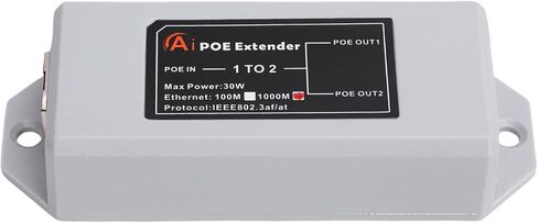2 Port Gigabit PoE Extender, 1 in 2 Out 1000Mbps PoE Repeater, Wall Mount Device with Plug and Play Design, Ideal for Long Distance Transfer for Home & Hotel in Kuwait