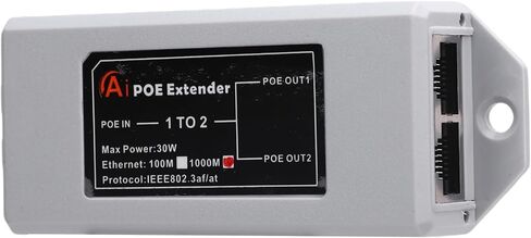 2 Port Gigabit PoE Extender, 1 in 2 Out 1000Mbps PoE Repeater, Wall Mount Device with Plug and Play Design, Ideal for Long Distance Transfer for Home & Hotel in Kuwait