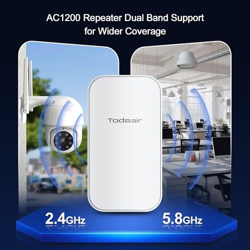 Outdoor WiFi Extender，WiFi Booster | AI Watchdog | Repeater&AP Mode｜IP65 Weatherproof | Up to 1200Mbps Dual Band WiFi Repeater in Kuwait
