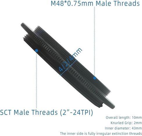 SCT Male to M48 Male Threads T-Ring Adapter 2"-24TPI Transform to M48*0.75mm Telescope Threads Converter Conversion in Kuwait