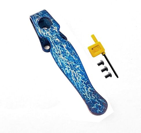 Titanium Deep Carry Pocket Clip for Spider C229 Spyderco Shaman Titanium alloy back clip, with 3 Pieces Screws and Tool (Black) in Kuwait