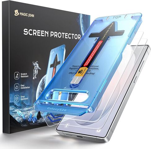 MAGIC JOHN for Samsung Galaxy S26 Ultra Screen Protector 6.9 inch, Fast Easy Installation, Auto Dust-Elimination, 9H Tempered Glass HD, Fingerprint Unlock, Bubble Free, Anti-Scratch, 2 PACK in Kuwait