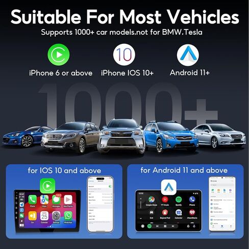 Wireless CarPlay Adapter Convert Factory Wired CarPlay to Wireless, Zero Latency, Mini Plug & Play Design with Stable Connection USB-A/Type-C for iOS 10+ & 2016+ Cars, Black in Kuwait
