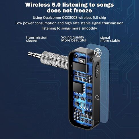 PWireless Bluetooth AUX Adpater for Car, 2 in 1 Bluetooth 5.0 Transmitter Receiver, 3.5mm Aux Audio Adapter, Wireless Audio Receiver for for Cars, Speakers, Stereo Systems and Headphones in Kuwait