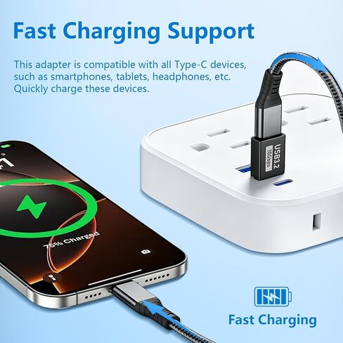 5Pack USB to USB C Adapter, USB C Female to USB Male Adapter 10Gbps Type C Converter for iPhone 17 16 15 14 13 Plus Pro Max,iPad Air Mini 6 7,Samsung Galaxy S23 S24,iPad Air (USB A to USB C, 5Pack) in Kuwait