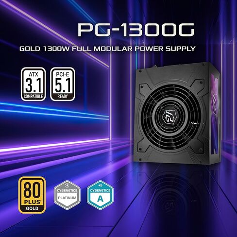 ASRock Phantom Gaming PG-1300G 1300W 80+ Gold PSU & 600W 12V-2x6 GPU Cable Bundle | ATX3.1 & PCIe5.1 Ready with 10-Year Warranty in Kuwait