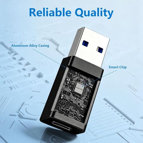 5Pack USB to USB C Adapter, USB C Female to USB Male Adapter 10Gbps Type C Converter for iPhone 17 16 15 14 13 Plus Pro Max,iPad Air Mini 6 7,Samsung Galaxy S23 S24,iPad Air (USB A to USB C, 5Pack) in Kuwait