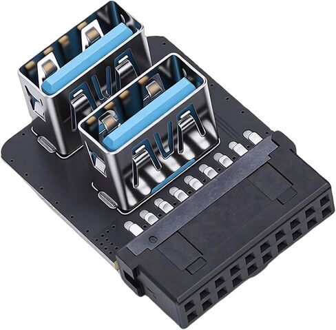 رأس اللوحة الأمامية USB 3.0، محول نقل عالي السرعة، رأس منافذ مزدوج من النوع A بسرعة 5 جيجابت في الثانية، محول 19 سنًا إلى USB 3.0 مزدوج، مثالي للوحة الأم الداخلية (PH724A) in Kuwait