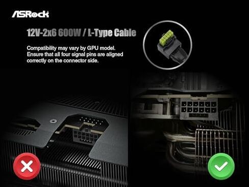 ASRock Phantom Gaming PG-1300G 1300W 80+ Gold PSU & 600W 12V-2x6 GPU Cable Bundle | ATX3.1 & PCIe5.1 Ready with 10-Year Warranty in Kuwait