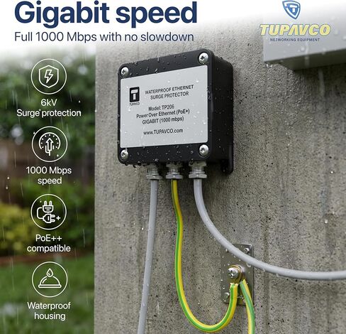 واقي شبكة جيجابت إيثرنت خارجي - مقاوم للماء ومتوافق مع PoE++ - Tupavco TP206 in Kuwait