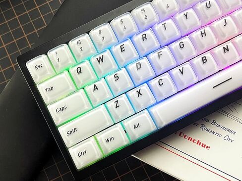 Womier Thick Jelly Keycaps Frosted, White Foundation Shine Through Keycaps for Mechanical Keyboards, CSA Profile 132-Key Cap Set with US/UK Layout for 60%/65%/75%/TKL/Full Keybord（Only Keycaps） in Saudi Arabia