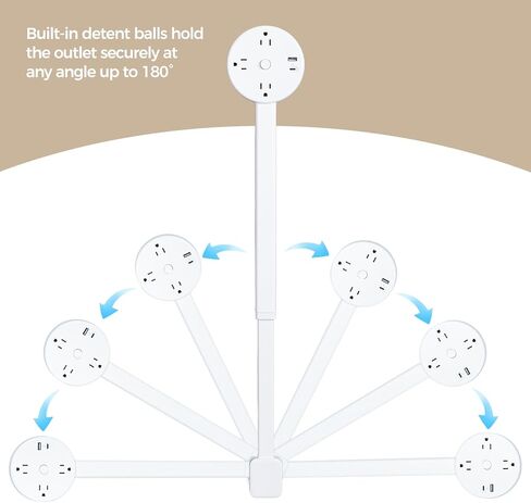 Rotating Multi-Outlet Extension with On/Off Power Switch and USB Ports, Vertical Power Lift Socket Expander, Extendable Power Strip for Behind Couches, Desks, or Tables in Kuwait