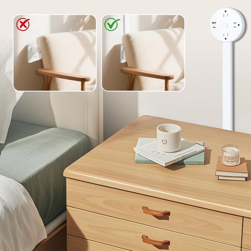 Rotating Multi-Outlet Extension with On/Off Power Switch and USB Ports, Vertical Power Lift Socket Expander, Extendable Power Strip for Behind Couches, Desks, or Tables in Kuwait