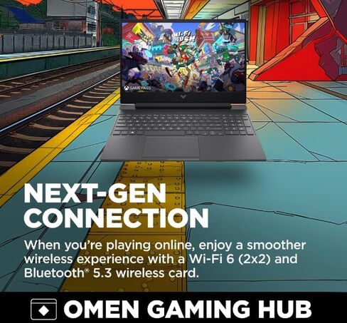 كمبيوتر محمول HP Victus 15 للألعاب مقاس 15.6 بوصة FHD IPS 144 هرتز (AMD FreeSync Premium) AMD 6-core Ryzen 5 7535HS 8GB DDR5 512GB SSD Radeon RX 6550M (>RTX3050) كابل طابعة USB-C سريع الشحن Win11 ICP بإضاءة خلفية in Kuwait