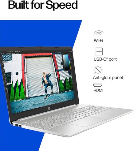 كمبيوتر محمول HP 15.6 بوصة FHD IPS | Ryzen 5 5500U | إصدار 2026 | 8 جيجابايت DDR4RAM 256 جيجابايت SSD | Copilot AI | بطارية 10H | رسومات AMD Radeon | HDMI | Windows 11 Home in Kuwait