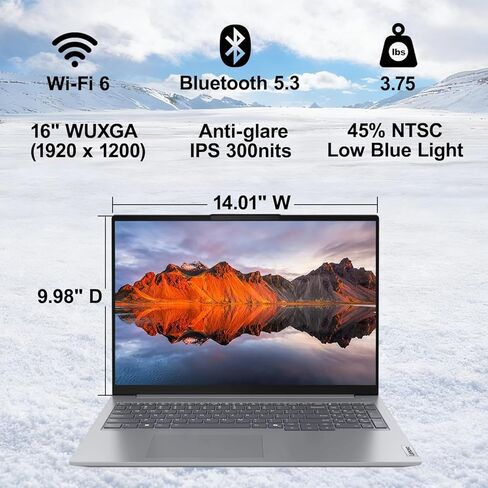 Lenovo ThinkBook 16 Gen 7 Business Laptop (16 بوصة FHD+ مضاد للتوهج، AMD Ryzen 5 7533HS (> i7-1255U)، ذاكرة الوصول العشوائي DDR5 سعة 32 جيجابايت، 1 تيرابايت SSD)، قارئ بصمات الأصابع، كاميرا ويب، إيثرنت، Wi-Fi 6، Win 11 Pro مع مساعد الطيار، رمادي in Kuwait