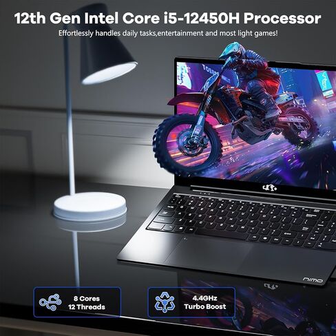 NIMO 15.6 بوصة FHD lPS-Business-Laptop، i5-12450H 8 Cores 8GB RAM 256GB SSD (Beat i7-11800H، حتى 4.4 جيجا هرتز) كمبيوتر طالب مع لوحة مفاتيح بإضاءة خلفية لبصمة الإصبع 100 وات من النوع C WiFi-6 Numpad in Kuwait