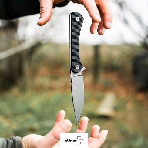 BOKER MAGNUM® Brasa - سكين صيد كامل التانغ EDC بشفرة ثابتة - مقبض G10 أسود وغمد Kydex - سكين حزام احتياطي خفيف الوزن مع شفرة نقطة إسقاط 2.83 بوصة in Kuwait